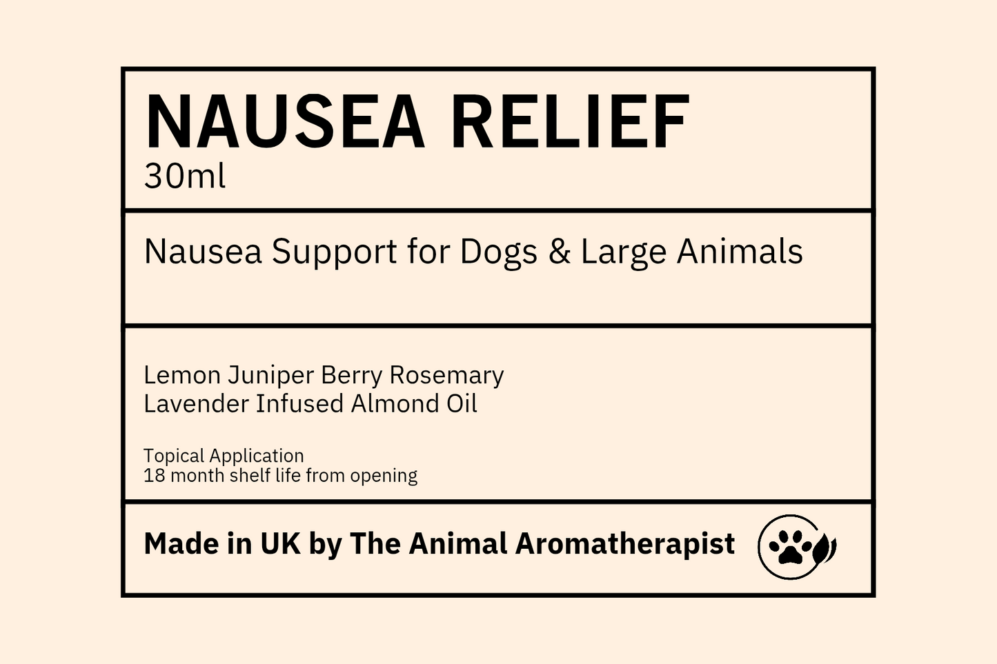 Nausea Relief Oil ( Dogs and Large Animals)