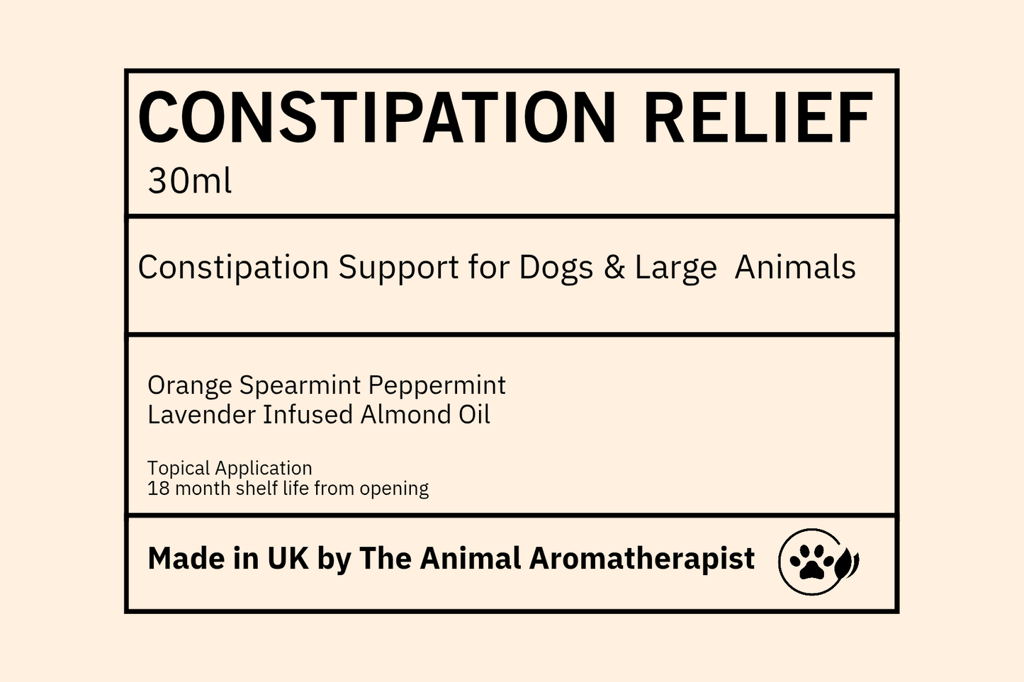 Constipation Relief Oil ( Dogs and Large Animals)