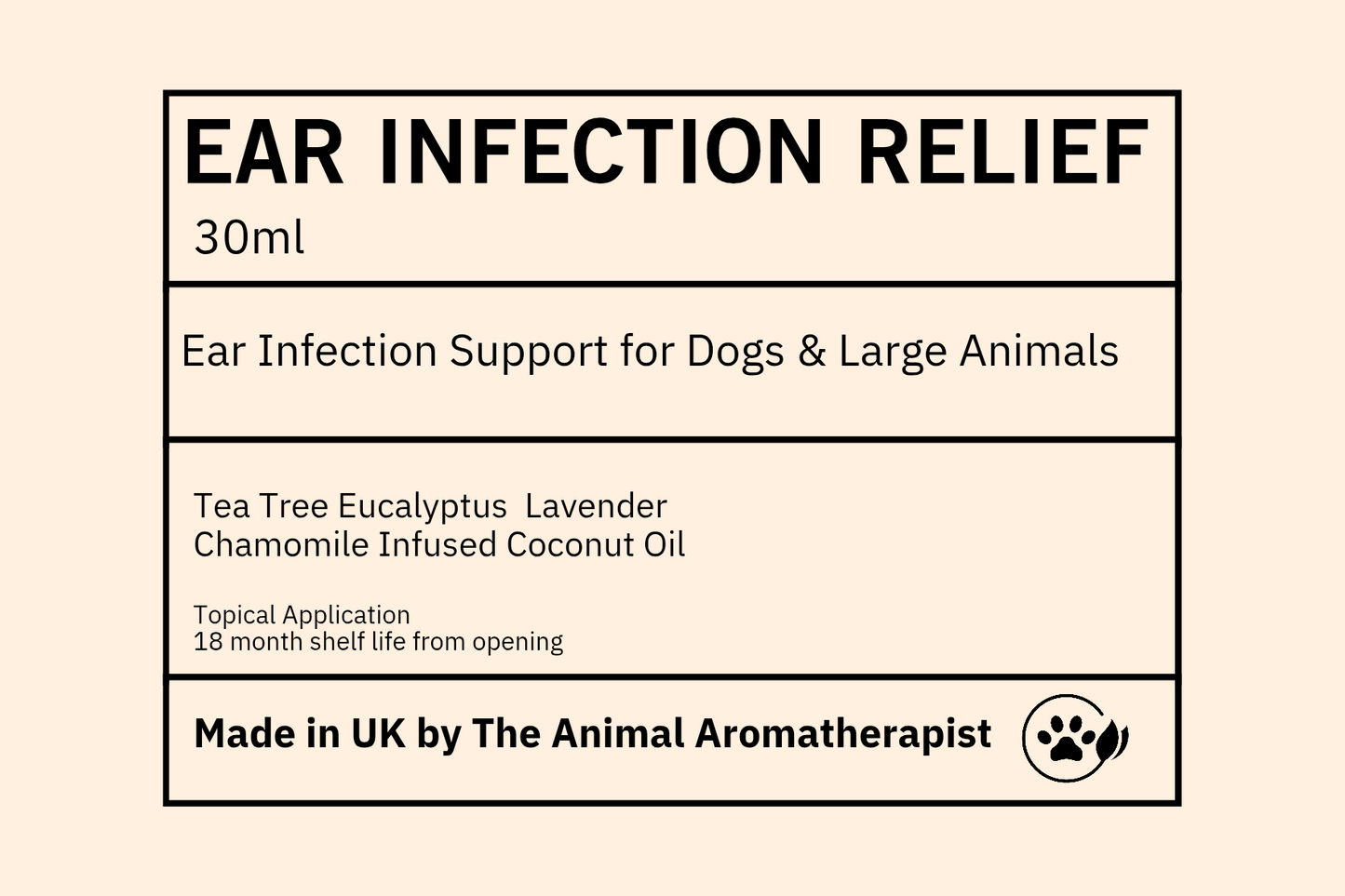 Ear Infection Relief Oil ( Dogs & Large Animals)