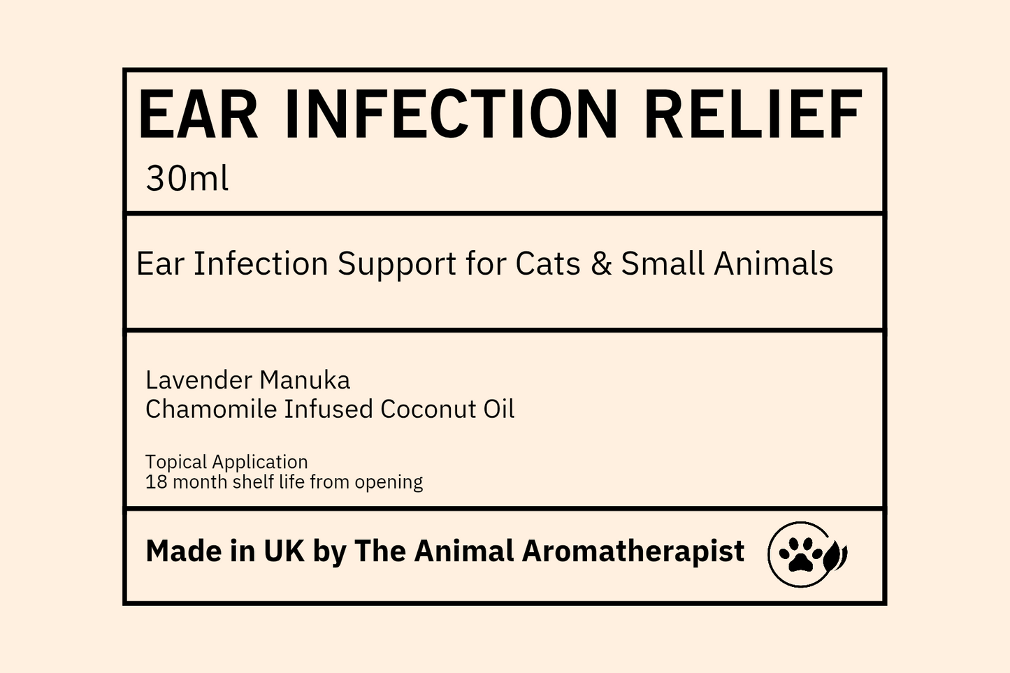 Ear Infection Relief Oil ( Cats and small animals)