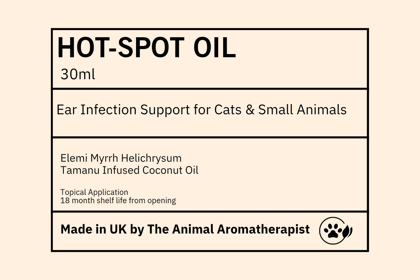 Hot-Spot  oil (Cats & small animals)