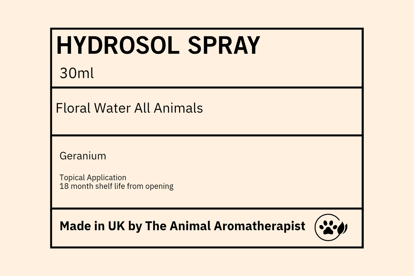 Hydrosol/ Floral Water  GERANIUM  30ml spray