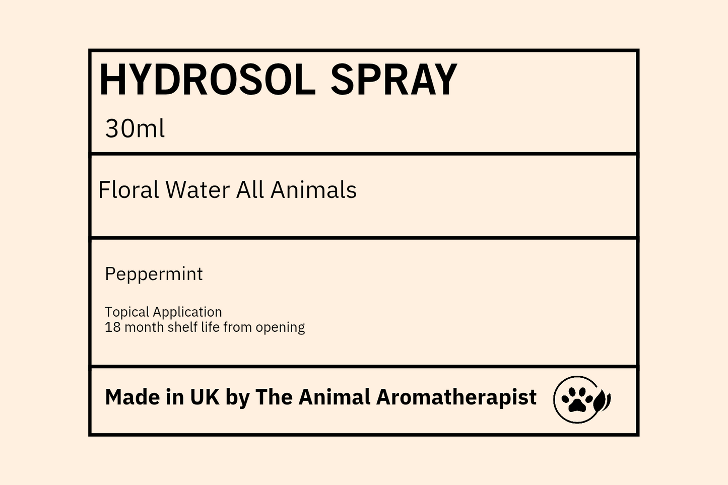 Hydrosol/ Floral Water  PEPPERMINT  30ml spray