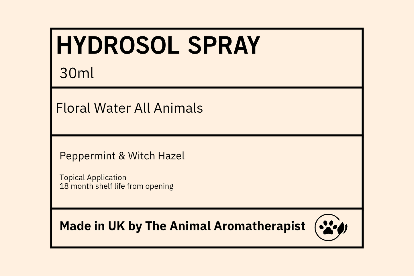 Hydrosol/ Floral Water PEPPERMINT & WITCH HAZEL  30ml spray