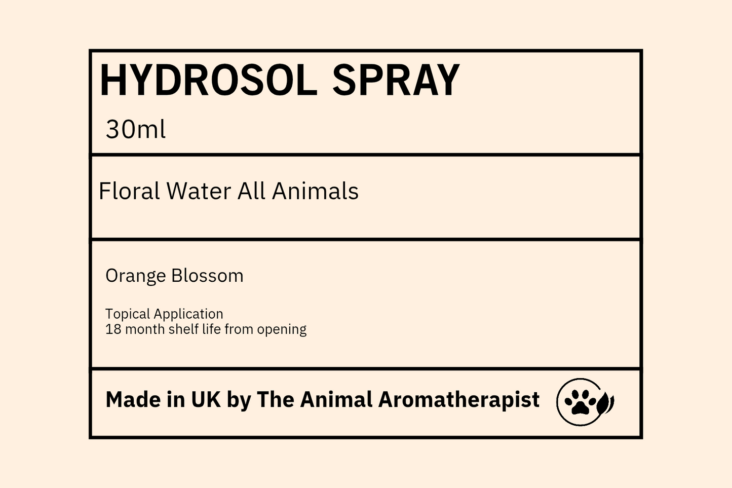 Hydrosol/ Floral Water  ORANGE BLOSSOM  30ml spray