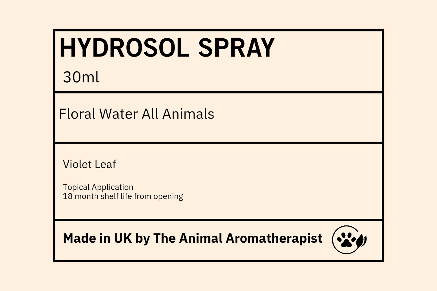 Hydrosol/ Floral Water VIOLET LEAF  30ml spray