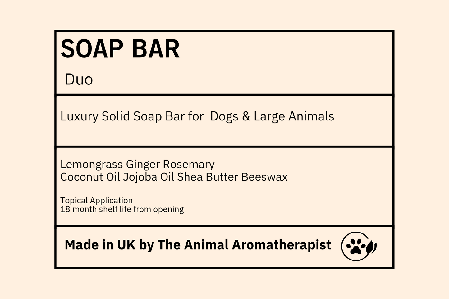 Aromatheraphy Solid Shampoo Bar for Dogs  (Lemongrass, Ginger& Rosemary)